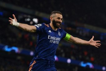 Karim Benzema scored twice to keep Real Madrid in the tie. AFP