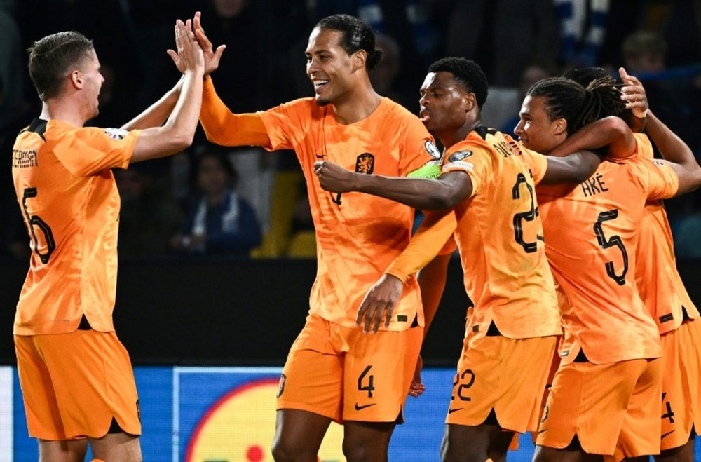 The Netherlands moved closer to a Euro 2024 place thanks to Van Dijk's winning penalty. AFP