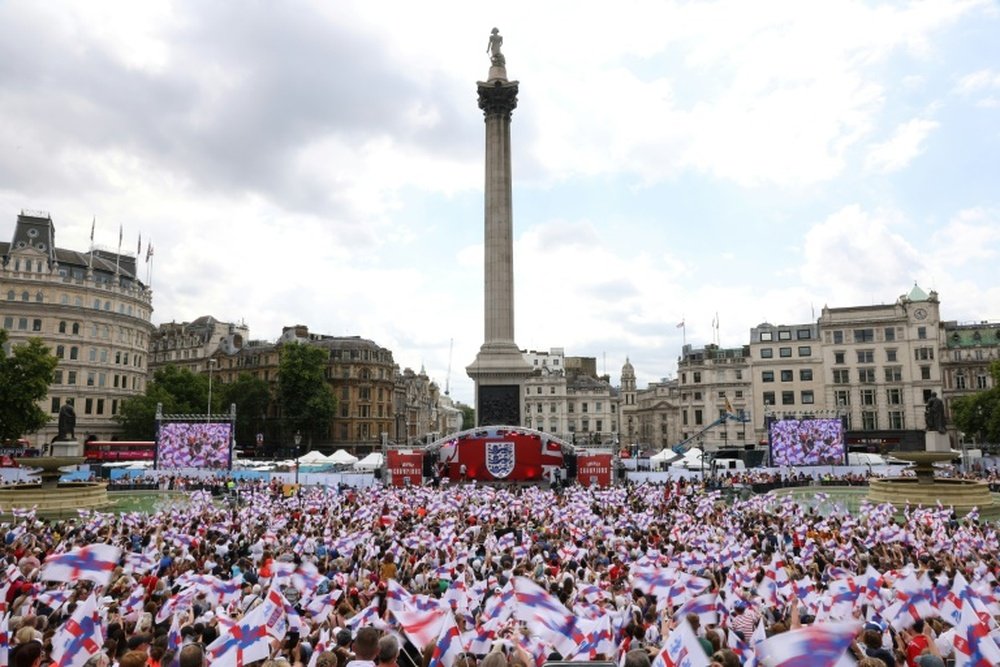 England's players went into Trafalgar Square to celebrate the Euro 2022 victory. AFP