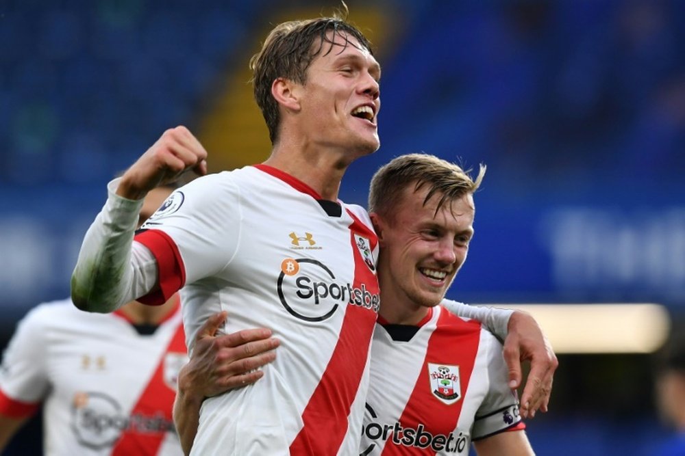 Vestergaard got Southampton a draw at the death at Chelsea. AFP