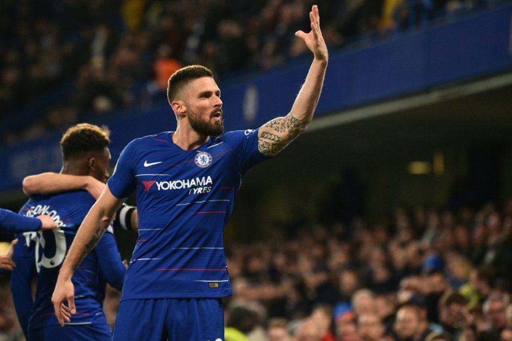 Giroud has been on fire for Chelsea in Europe this season. AFP.