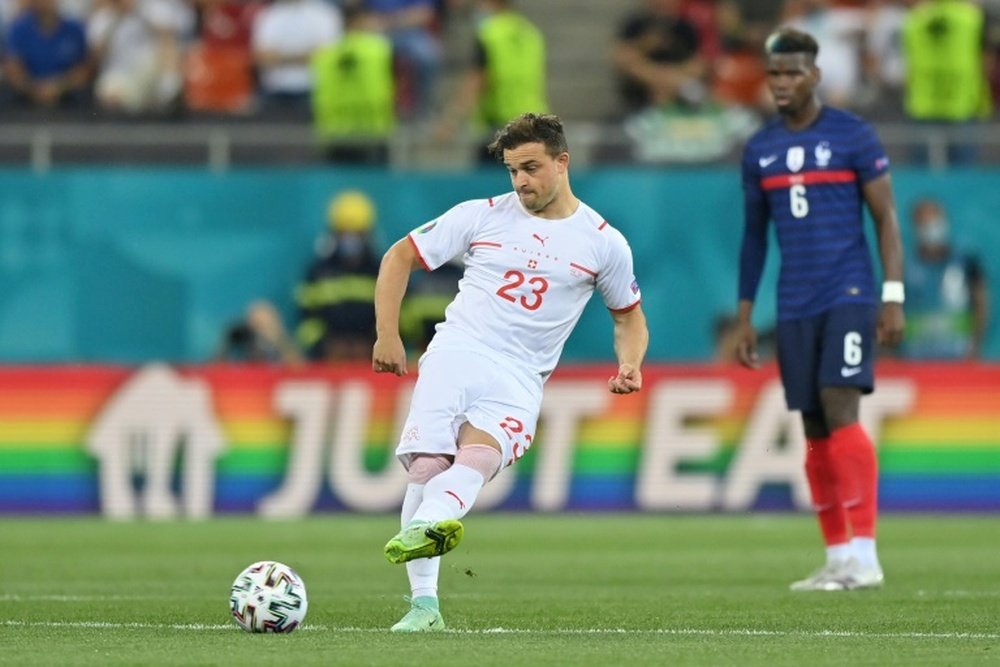 Shaqiri will wear the captain's armband against Spain as Xhaka is suspended. AFP