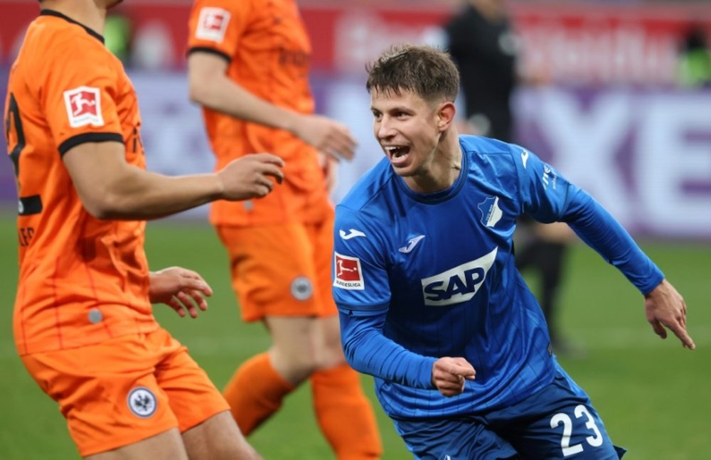Adam Hlozek scored in added time to secure a 2-2 draw with Frankfurt. AFP