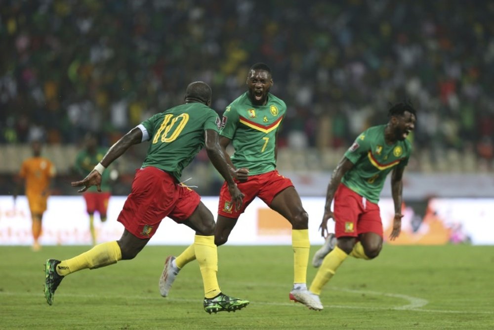 Ekambi celebrates after scoring the goal that beat the Ivory Coast on Tuesday. AFP