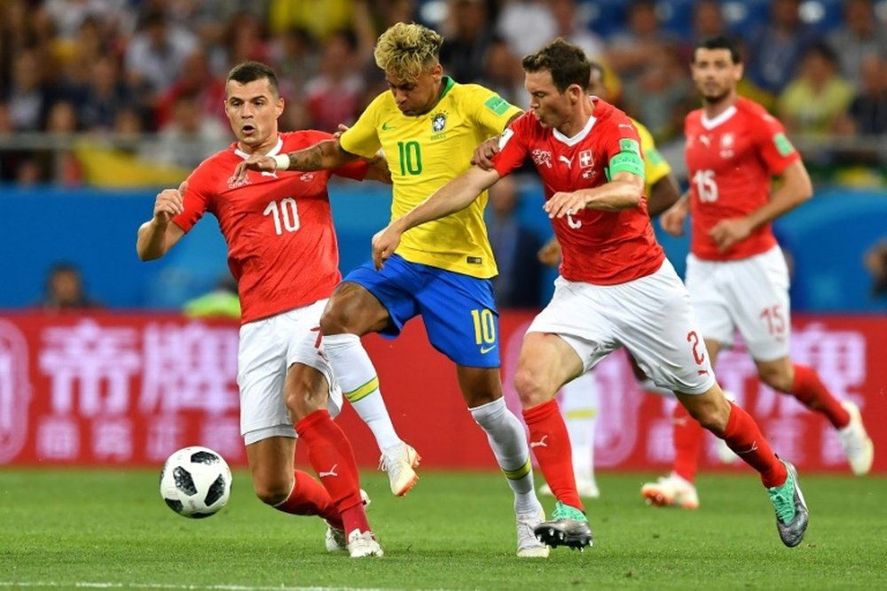 Neymar was targeted by the Swiss defence. AFP