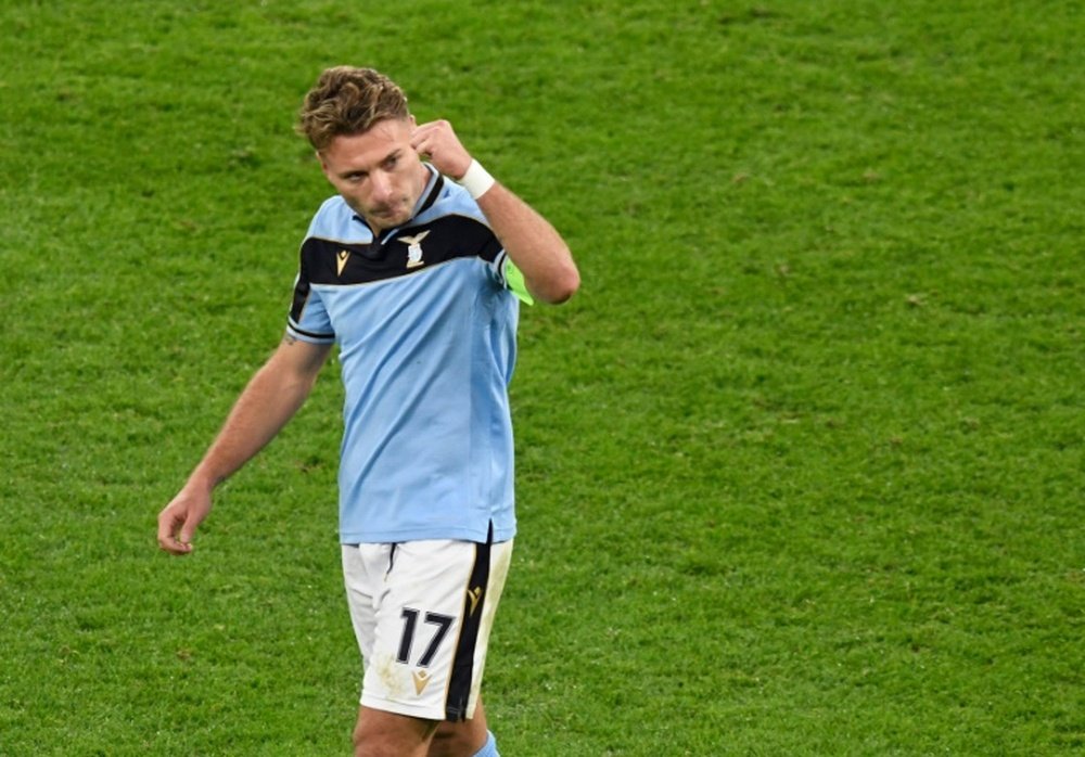 Lazio striker Ciro Immobile celebrates his penalty. AFP