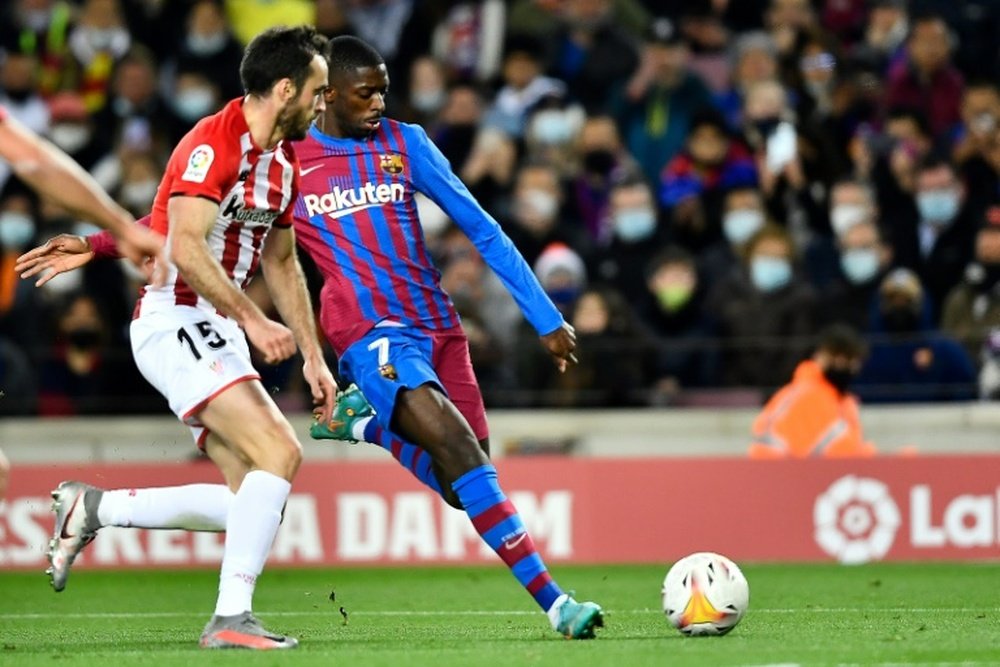 Ousmane Dembele scored his first league goal of the season. AFP