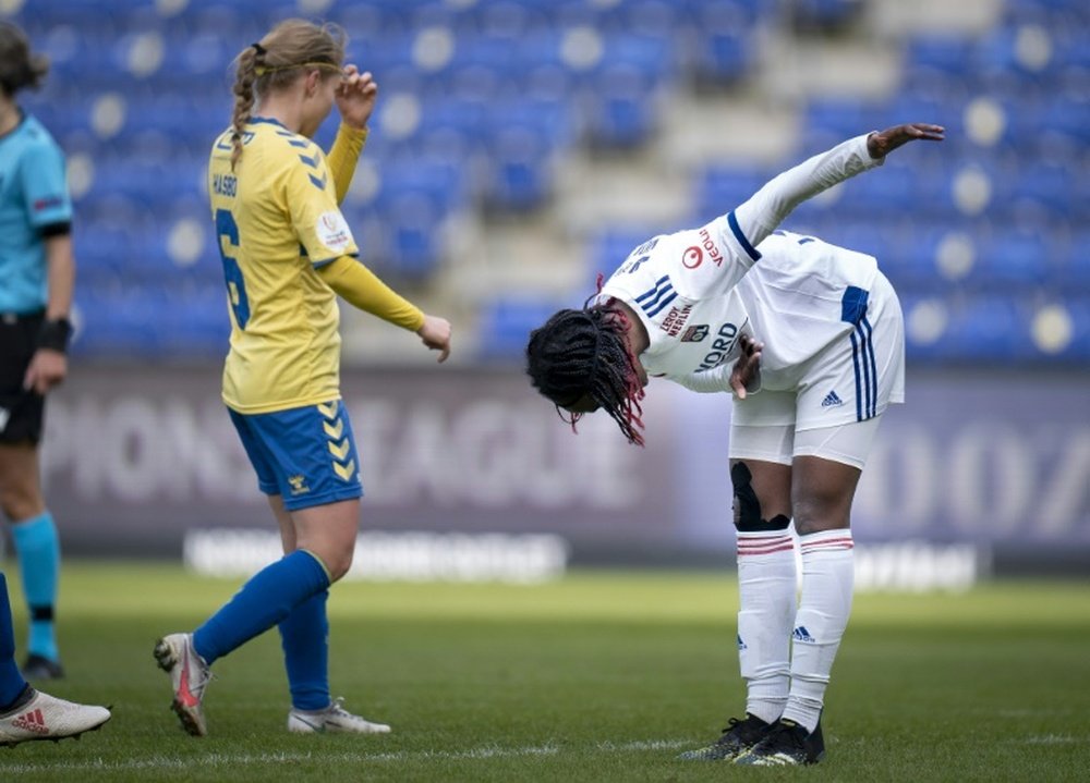 Melvine Malard scored for Lyon in the 1-3 win at Brondby. AFP
