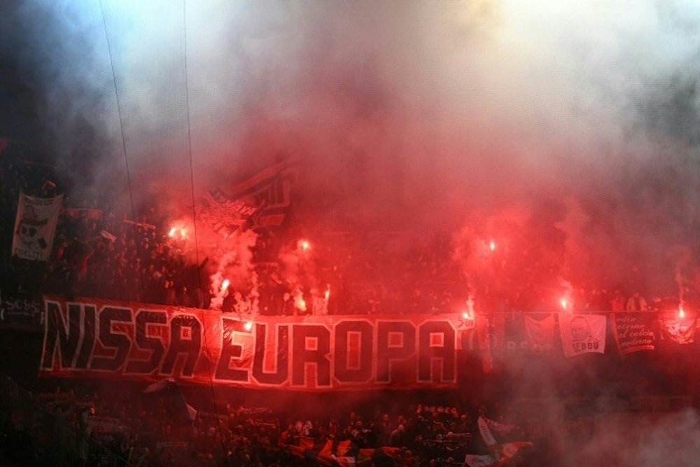 Nice fans made themselves noticed in Basel where there was a massive use of pyrotechnic devices. AFP