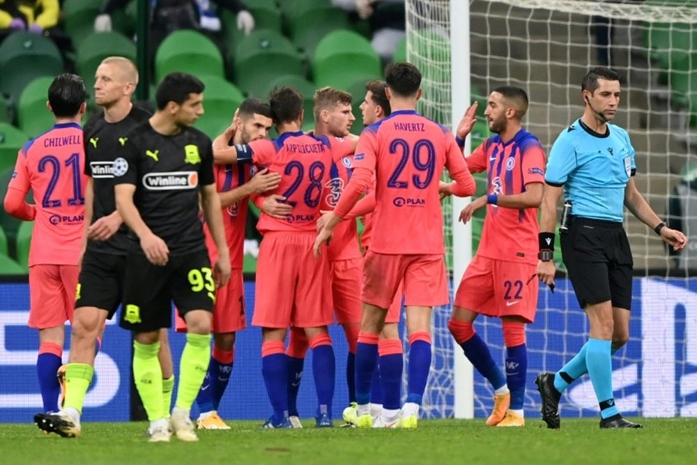 Chelsea struck three late goals to condemn Krasnodar to a heavy defeat. AFP