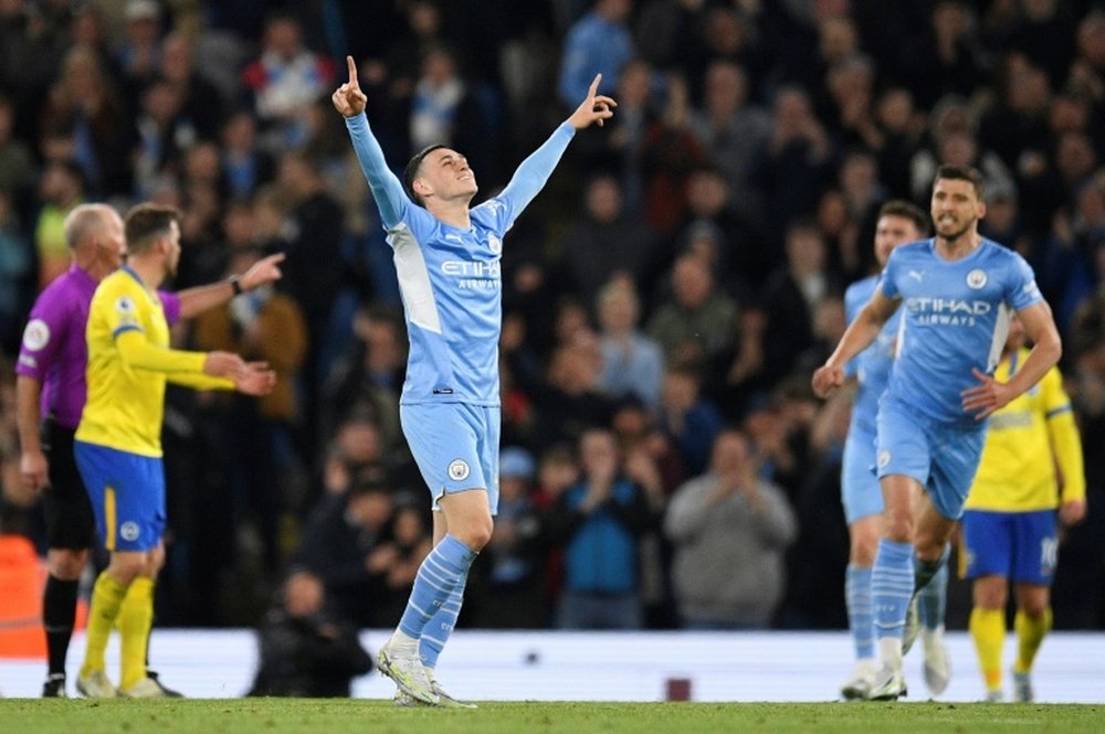 Phil Foden scored in Manchester Citys 3-0 win over Brighton. AFP