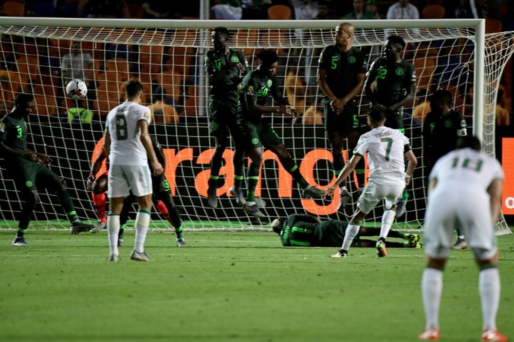 Mahrez's free-kick broke Nigerian hearts. AFP