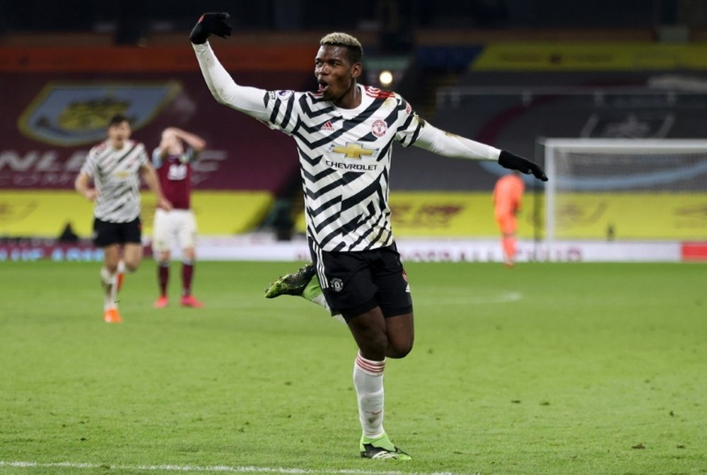 Paul Pogba scored the only goal of the game as Man Utd won at Burnley. AFP