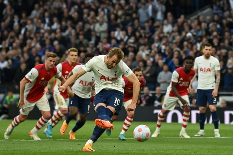 Harry Kane netted a brace as Tottenham beat Arsenal in the Premier League. AFP