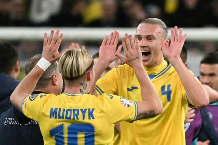Chelsea's Mudryk grabbed the winner for Ukraine with six minutes left. AFP