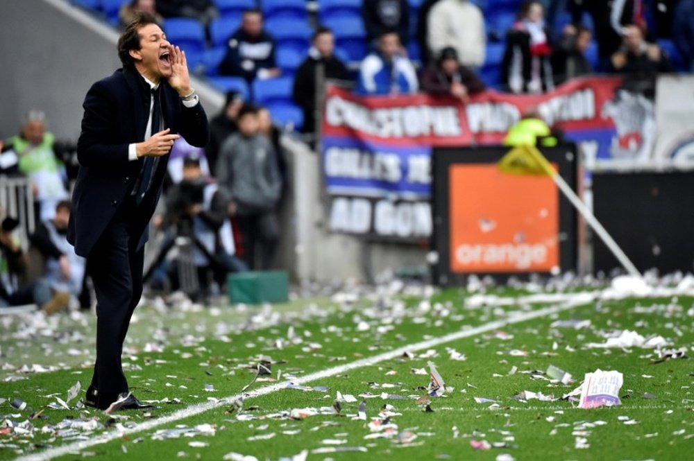 Rudi Garcia and the Lyon fans were not happy after drawing to Strasbourg. AFP