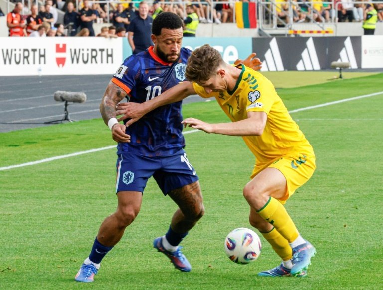 Depay turned in a Cody Gakpo cutback for the opener away to Lithuania. AFP