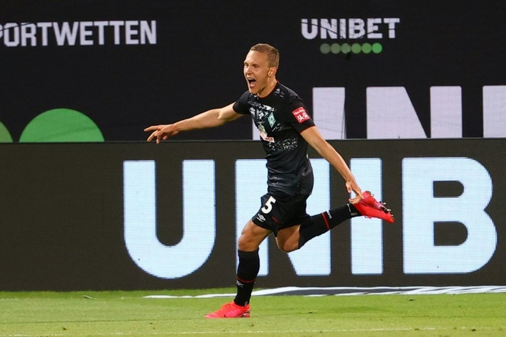 Augustinsson scored as Werder Bremen stayed in the Bundesliga. AFP