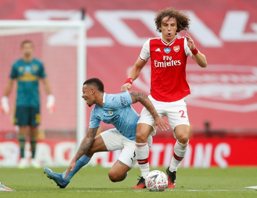 David Luiz was delighted after Arsenal's FA Cup victory over Man City. AFP