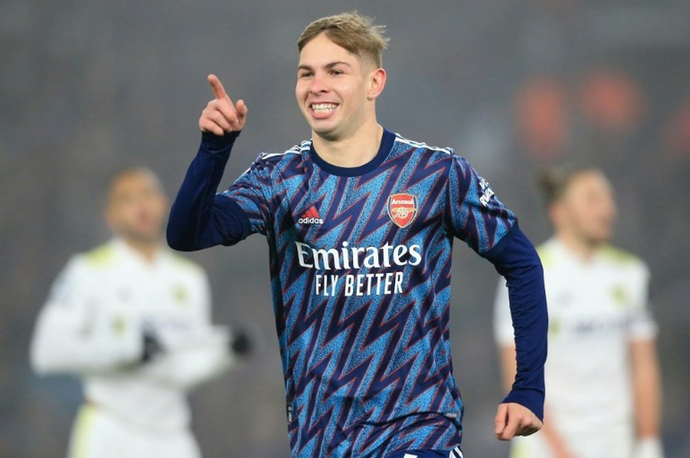 Emile Smith Rowe scored Arsenal's fourth goal in a 4-1 win at Leeds. AFP