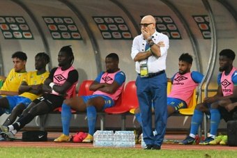 Patrice Neveu on the touchline during his sides Cup of Nations last-16 tie against Burkina Faso. AFP