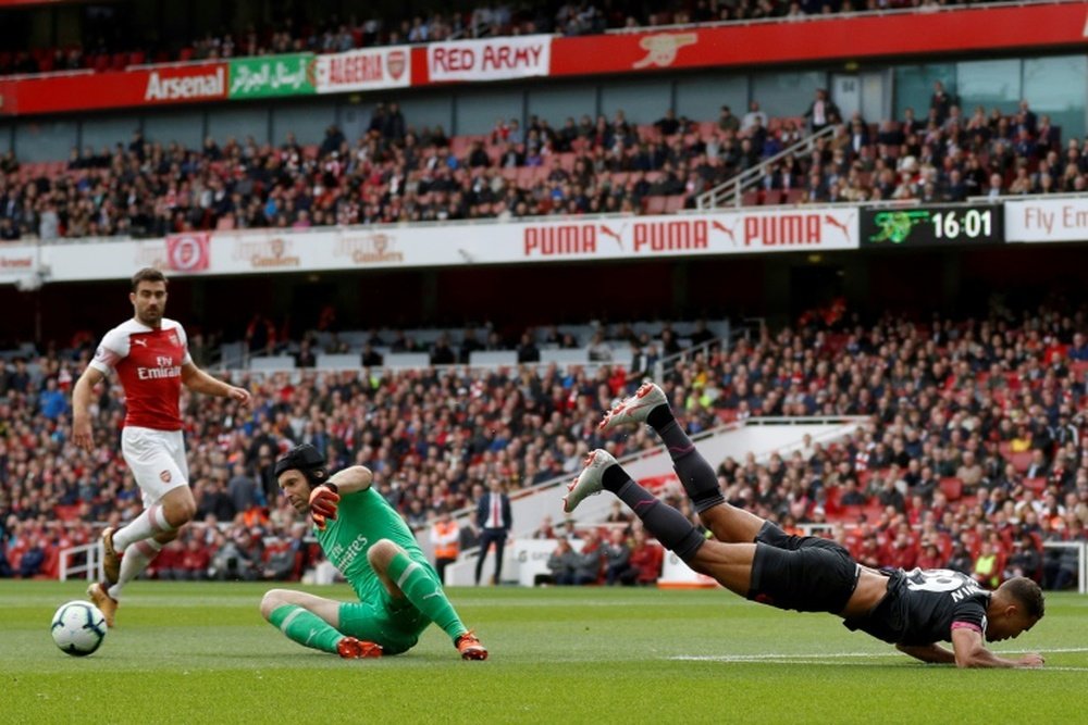 Cech was Arsenal's man of the match against Everton. AFP