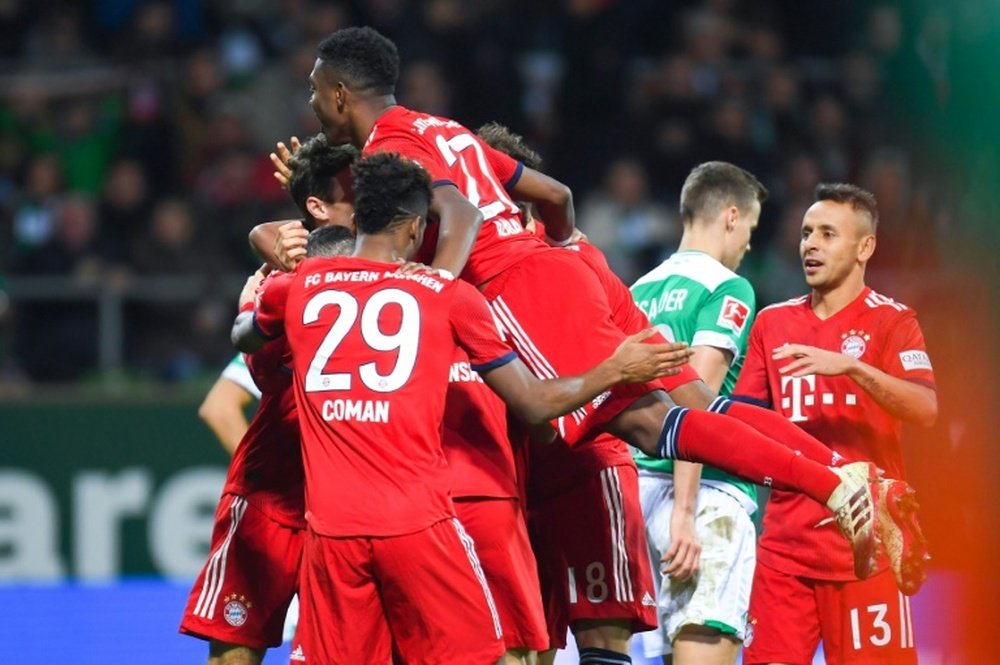 Serge Gnabry sparked celebrations after giving Bayern the lead. AFP