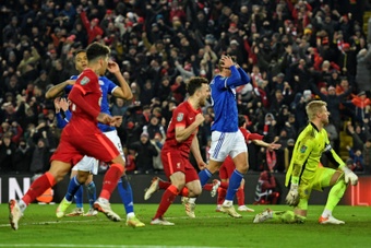 Liverpool came from 3-1 down to beat Leicester on penalties. AFP