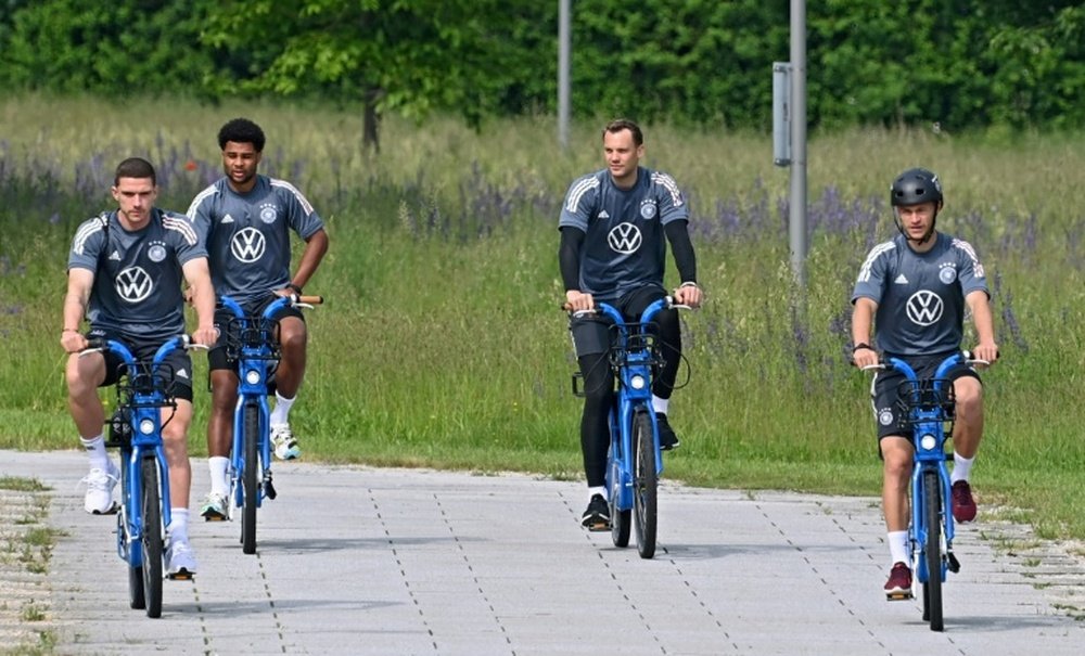 Serge Gnabry (second from left) returned to Germany training. AFP