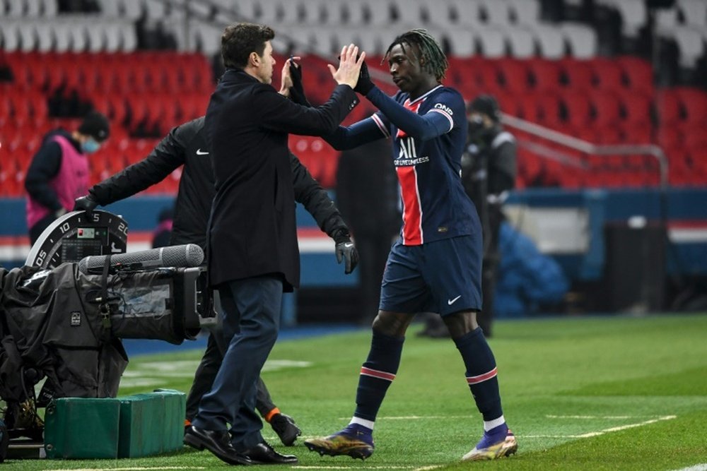 Moise Kean opened the scoring as PSG beat Brest 3-0. AFP