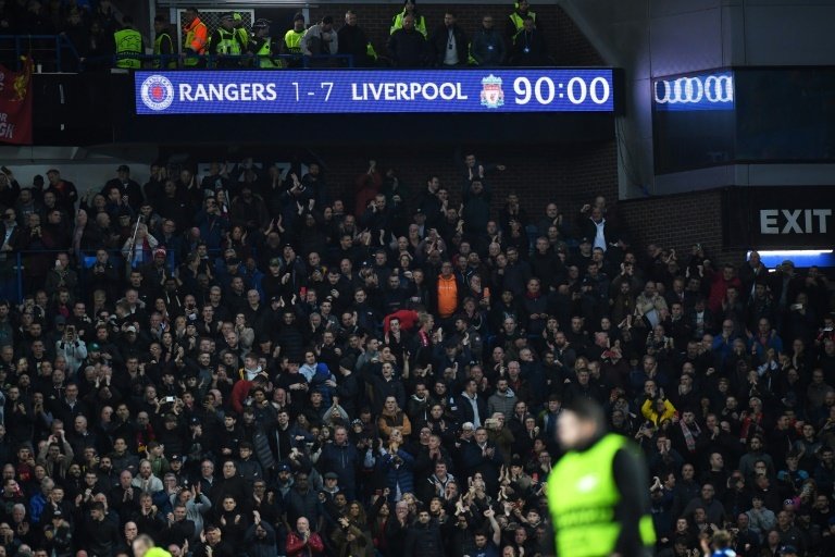 Rangers concede seven times against Liverpool. AFP