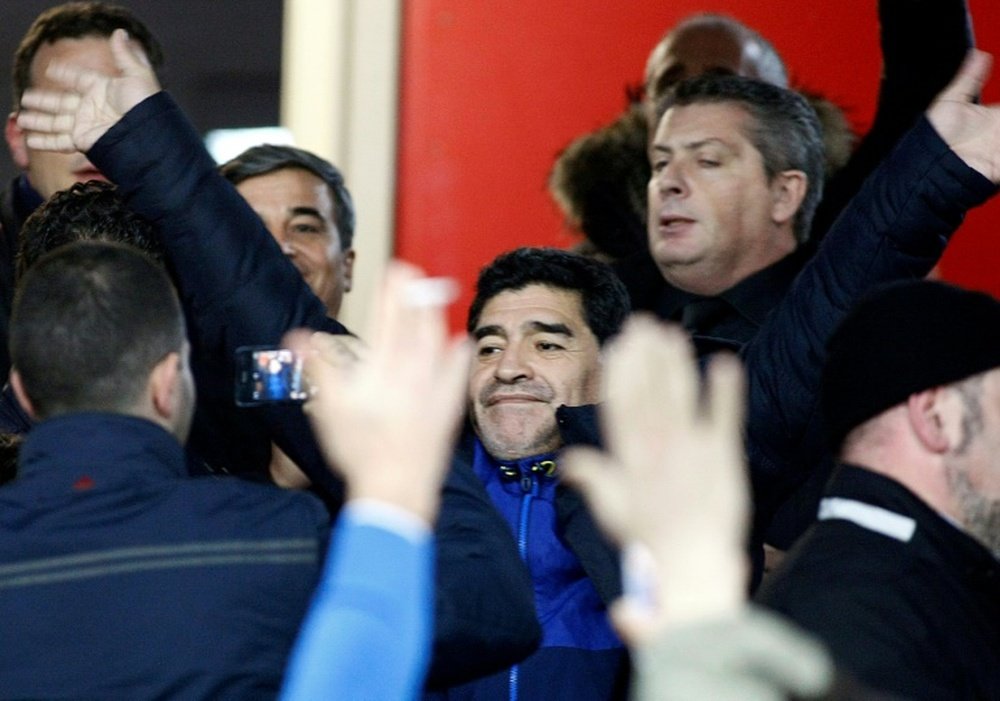 Diego Maradona received the applaus of Neapolitan fans in 2014. AFP