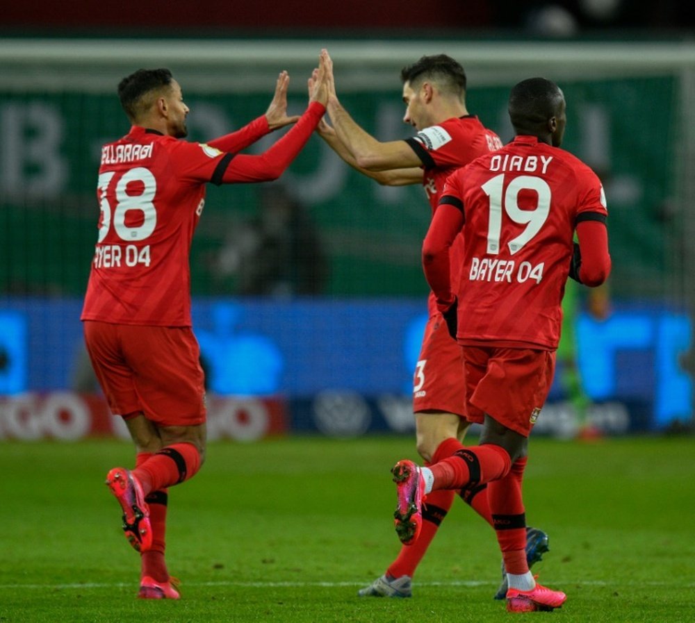 Bellarabi (L) began Leverkusen's late comeback. AFP