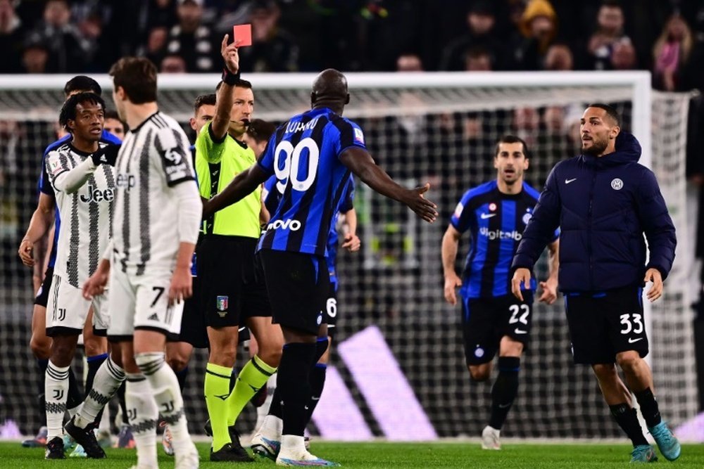 Lukaku was sent off almost straight after netting his stoppage time equaliser against Juventus. AFP