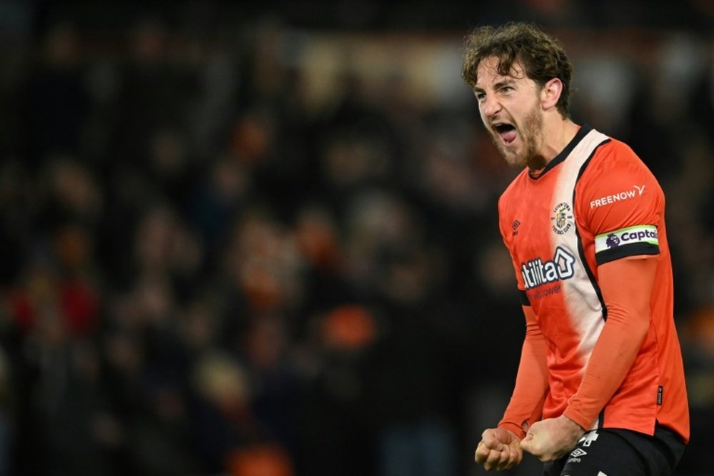 Lockyer collapsed in the second half of Luton's PL game against Bournemouth. AFP