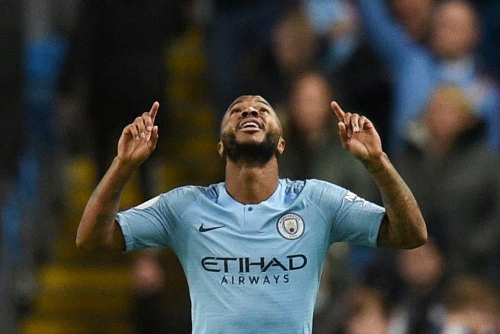 Sterling was the man of the moment once more for the champions. AFP