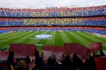 The attendance at Camp Nou broke a world record for a womens football match. AFP