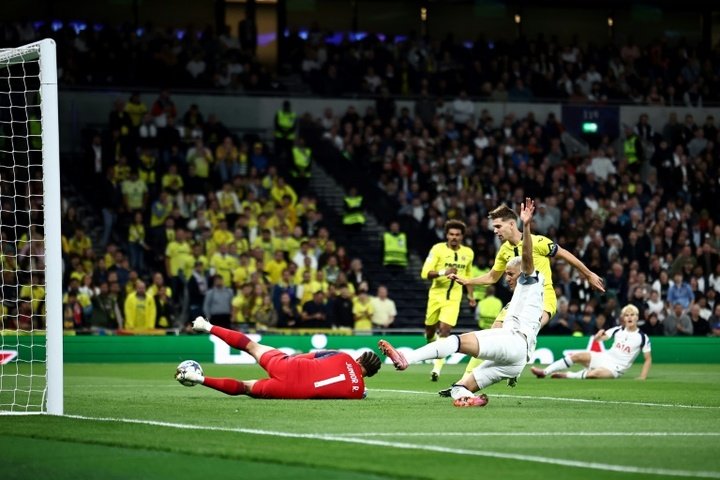 Villarreal keeper Luiz Junior conceded an own goal in the defeat at Tottenham. AFP