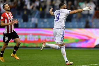 Karim Benzema scored a penalty as Real Madrid beat Athletic to win the Spanish Super Cup. AFP