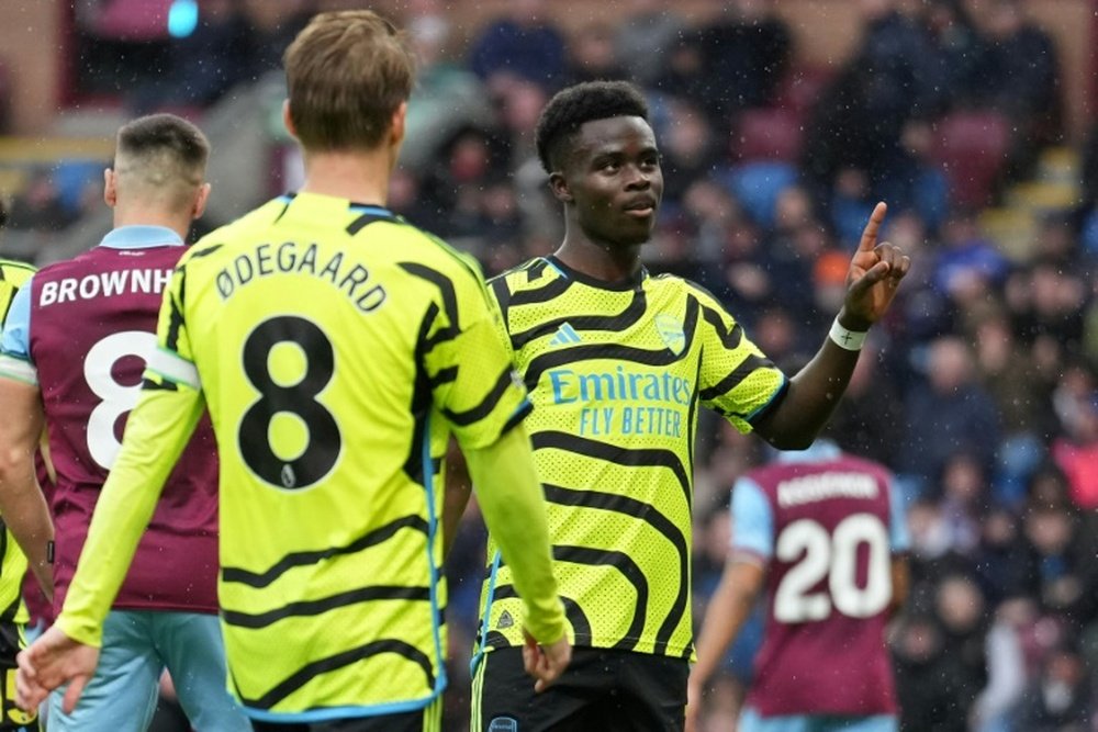 Arteta's side ran riot at Turf Moor to make it five successive league wins. AFP