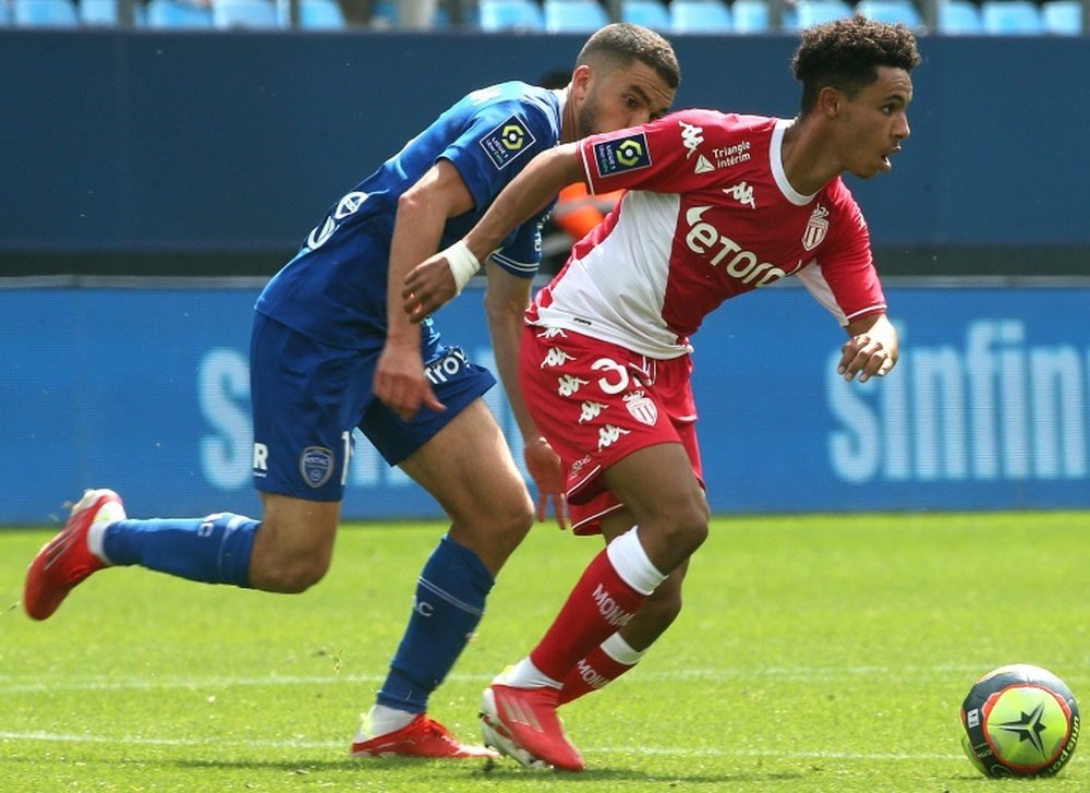 Monaco's Sofiane Diop escaping Oualid El Hajjam of Troyes. AFP