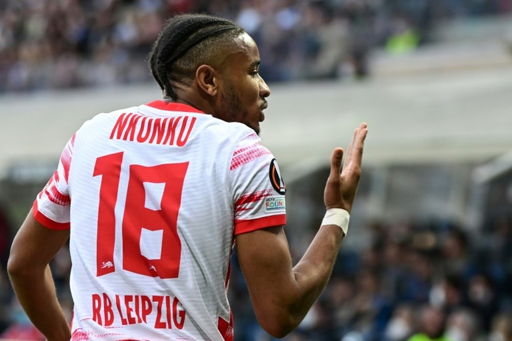 Nkunku scored a brace to send Leipzig into the semi-finals. AFP
