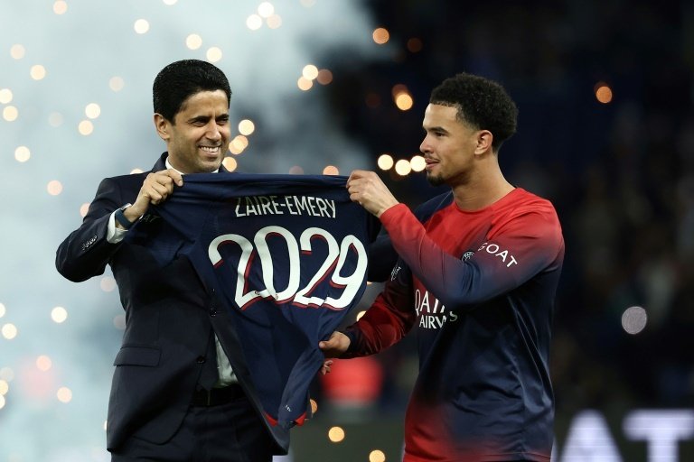 Zaire Emery is now comitted to Paris Saint-Germain until 2029. AFP