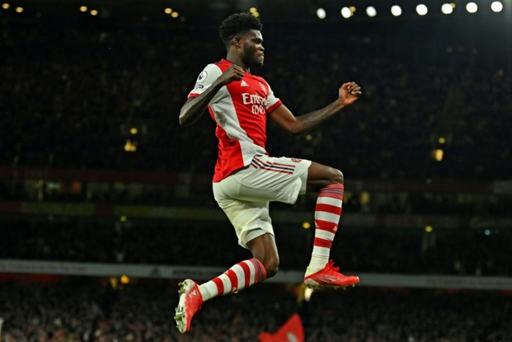Thomas Partey scored in Arsenal's 3-1 victory over Aston Villa. AFP