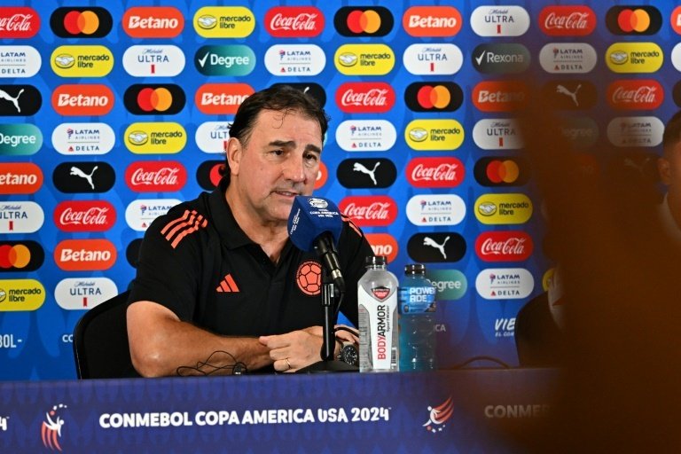 Nestor Lorenzo talks to media ahead of the Copa America final against Argentina. AFP