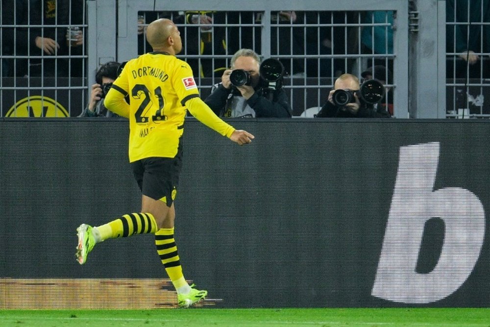 Malen scored his eighth and ninth Bundesliga goals of the season. AFP