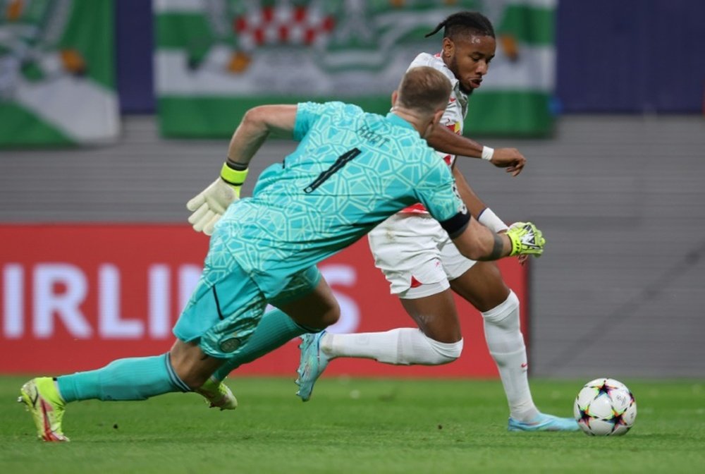 Joe Hart's mistake saw Celtic beaten by Leipzig. AFP