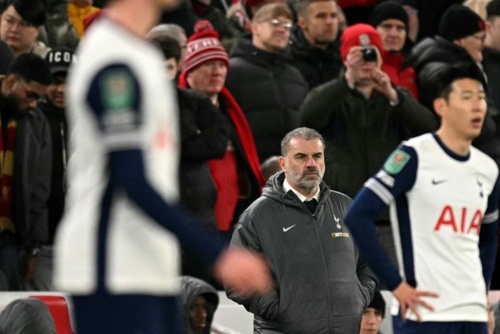 Tottenhams 4-0 defeat to Liverpool upped the pressure on Postecoglou. AFP
