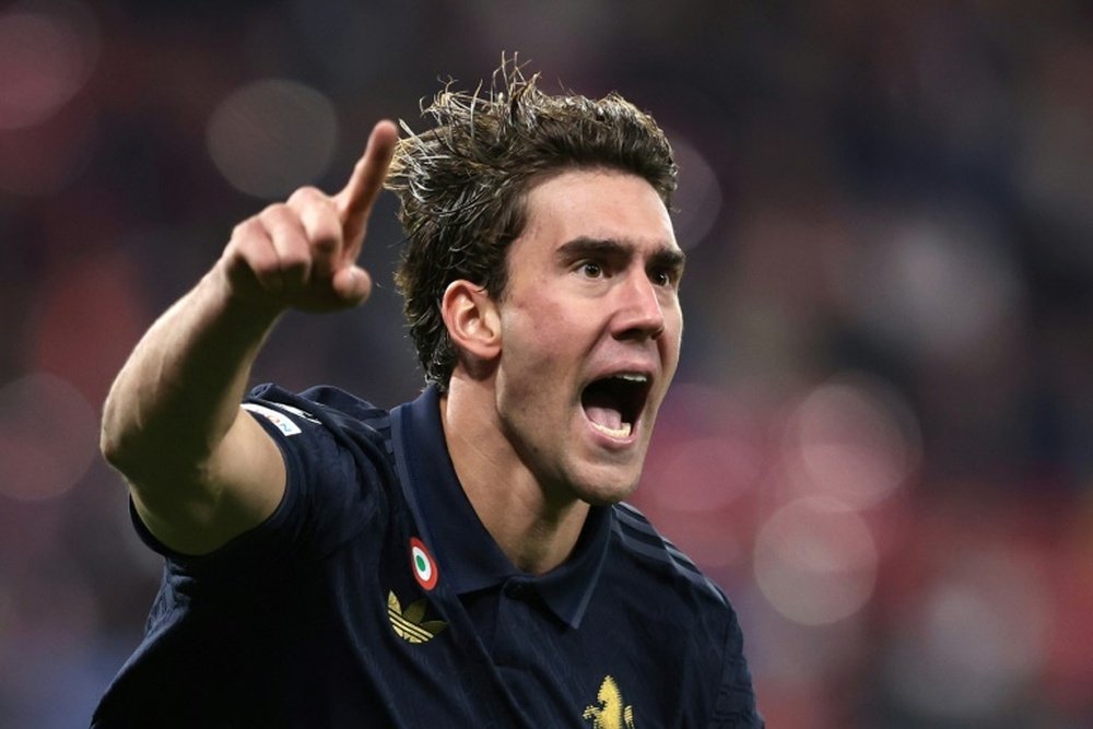 Juventus forward Dusan Vlahovic scored a brace against RB Leipzig. AFP