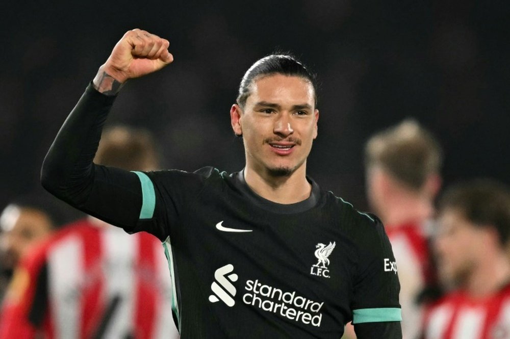 Darwin Nunez scored twice in stoppage time in Liverpools 2-0 win at Brentford. AFP